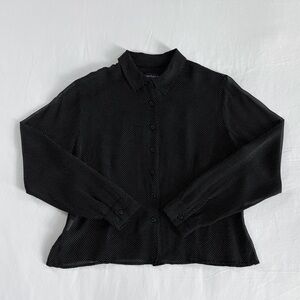 Ann Taylor Petites Sheer Polka Dot Blouse | Black/White | Size 10P (Fits S)